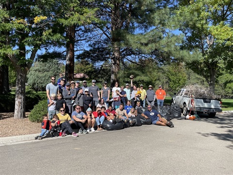 Latter-Day Saints Volunteers gathered for a group photo at the cemetery.