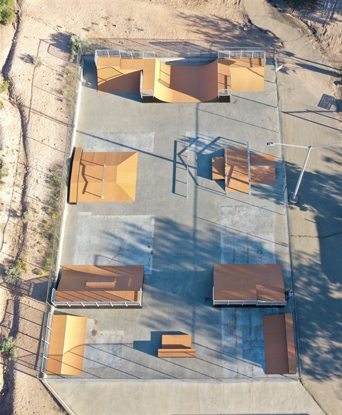 White Rock Skate Park Aerial Overview image showing all of the new modules