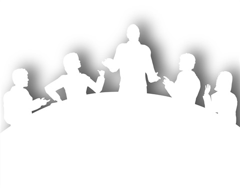 Silhouette of meeting attendees