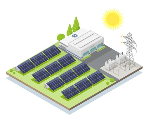 Drawing of a solar energy facility