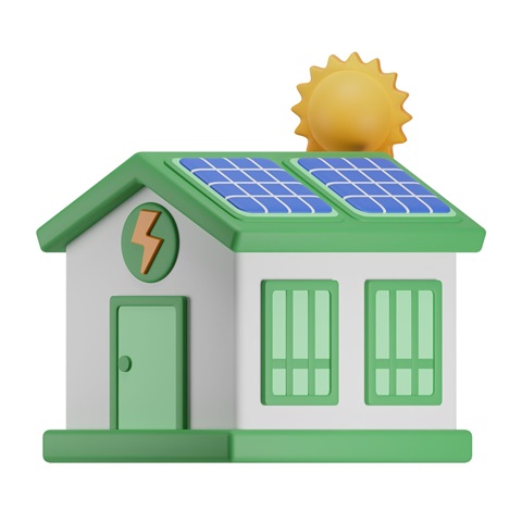Illustration of a house with solar panels