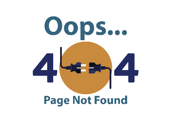 404 page error image with unplugged electric cords